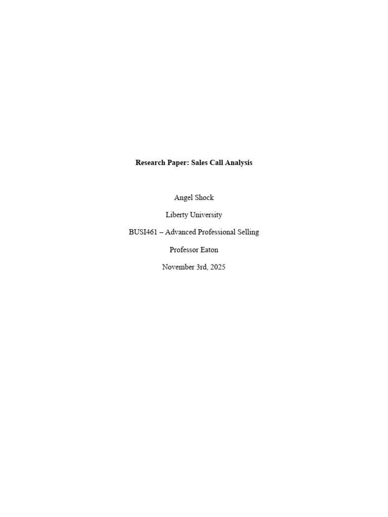 Research Paper - Sales Call Analysis | PDF | Sales