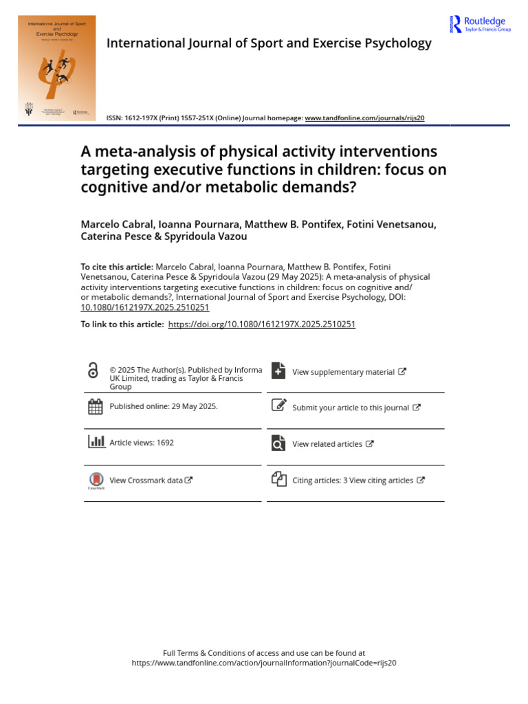 A Meta-Analysis of Physical Activity Interventions Targeting Executive ...