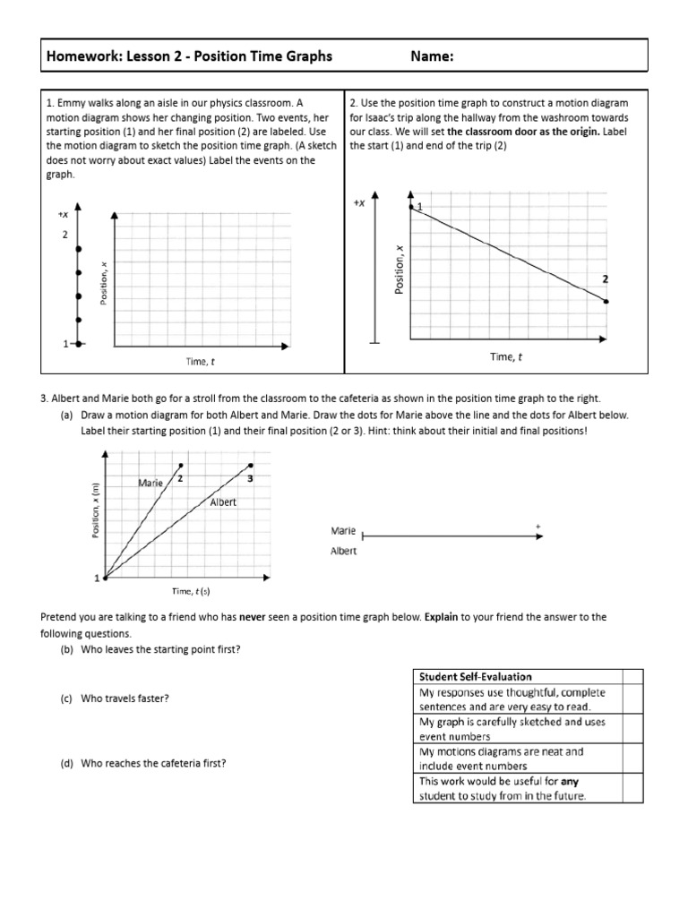 Homework - Lesson 2_ Position Time Graphs | PDF