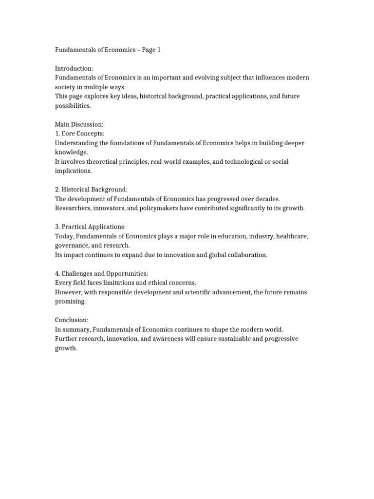 Fundamentals of Economics | PDF | Sustainability | Economics