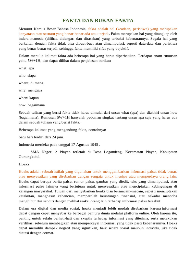 Modul Literasi Digital TP 2 Fakta Dan Bukan Fakta | PDF