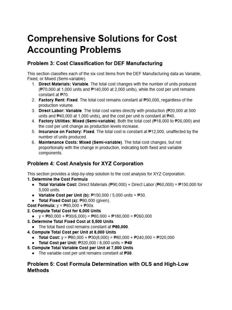 Accounting Problem Solutions | PDF | Ordinary Least Squares | Applied ...