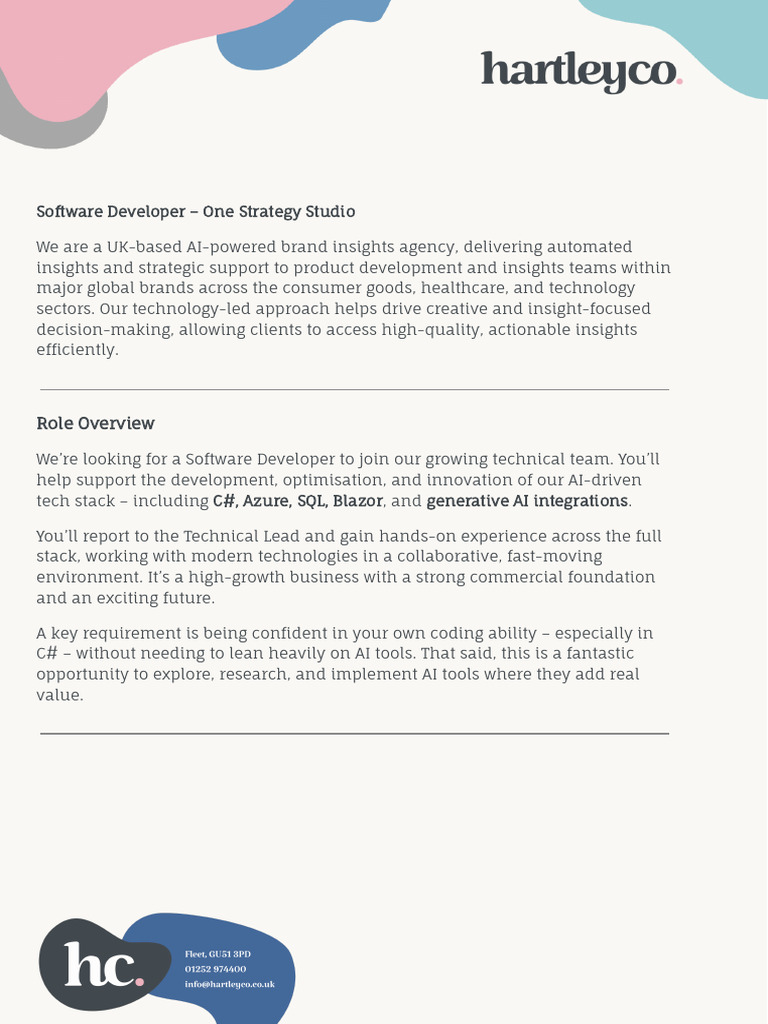 Software Developer One Strategy Studio | PDF | Artificial Intelligence ...