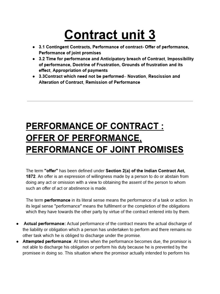 Contract Unit 3 Copy | PDF | Breach Of Contract | Appropriation (Law)