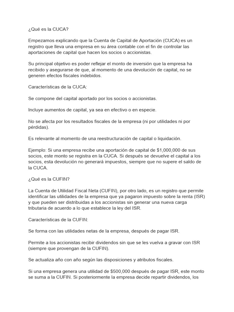 ¿Qué Es La CUCA y Las Cufin | PDF | Impuesto sobre la renta | Dividendo