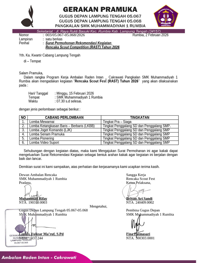Surat Permohonan Rekom | PDF