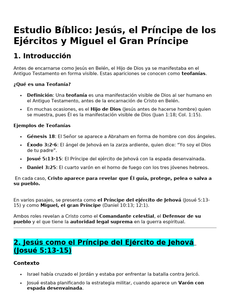 Estudio Bíblico (Jesús, Principe de Los Ejercitos y Miguel El Gran ...
