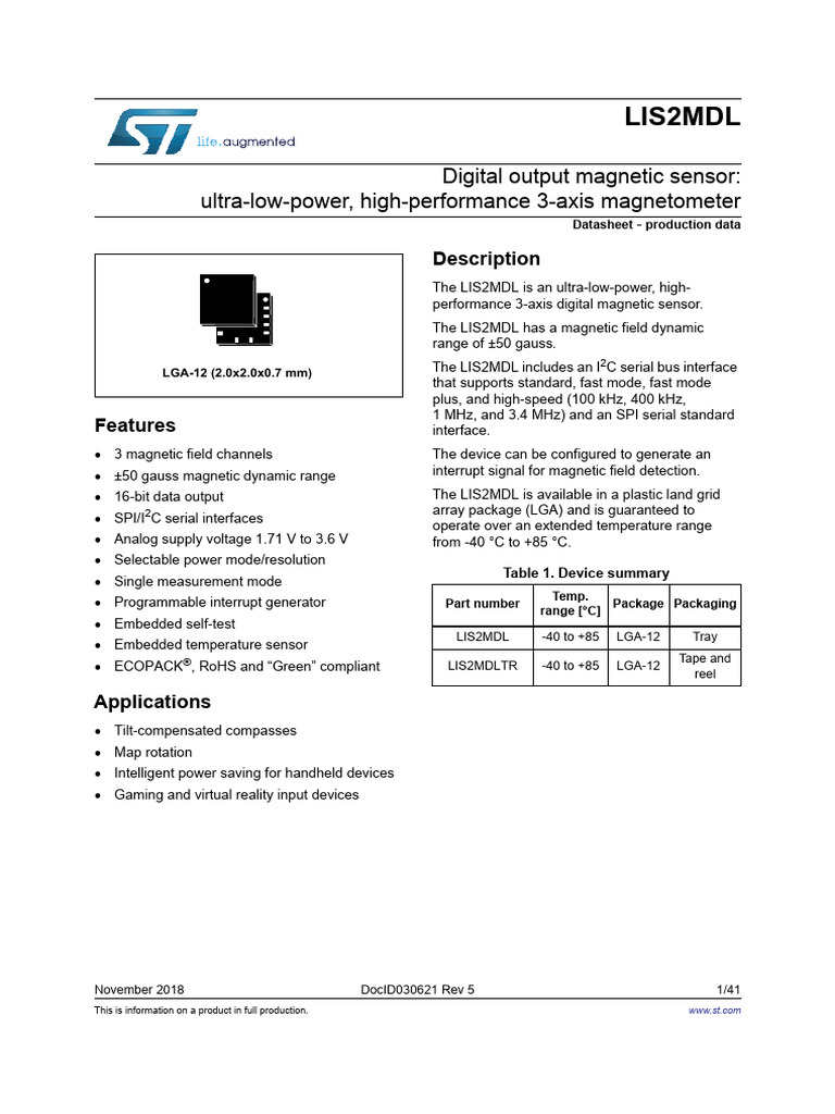 Lis 2 MDL | PDF | Magnetometer | Manufactured Goods