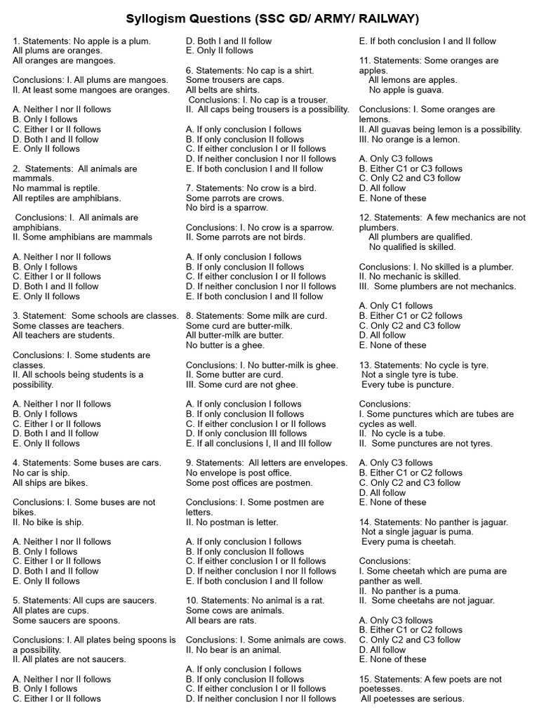 Syllogism Questions 50 Eng | PDF