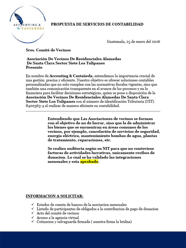 Propuesta de Servicios de Contabilidad Residencial | PDF | Contabilidad ...