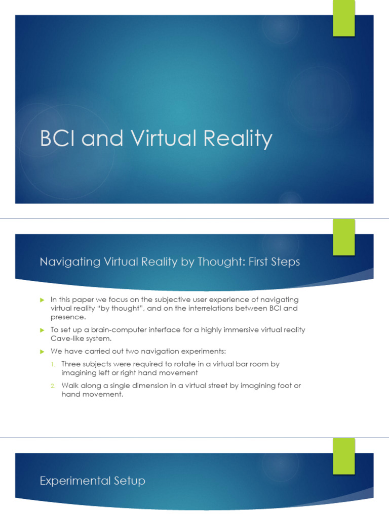 BCI and Virtual Reality | PDF
