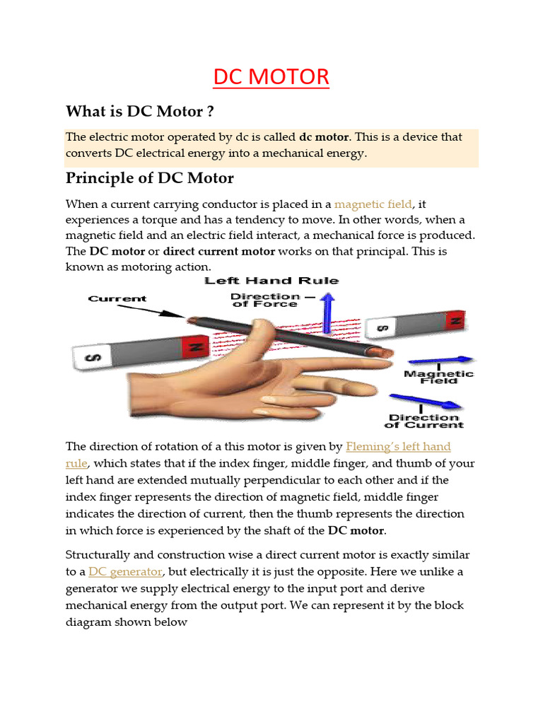 DC Motor | PDF | Electric Motor | Direct Current