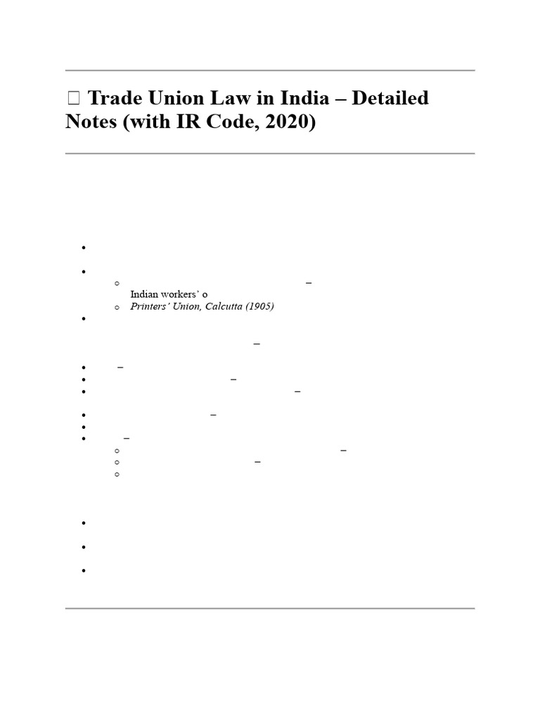 Labour Law Notes All Modules | PDF | Collective Bargaining | Trade Union