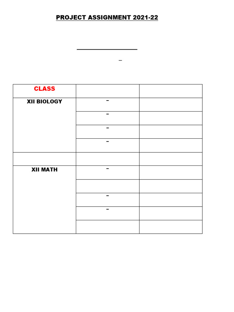 CHEMISTRY Project Distribution List | PDF