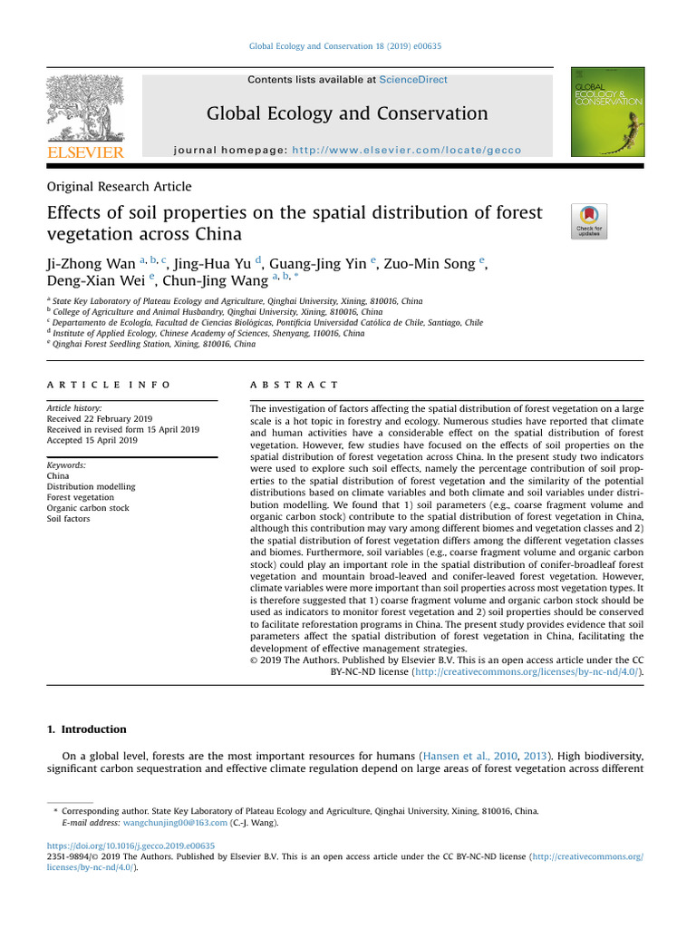 Effects of Soil Properties on the Spatial Distribution of Forest ...