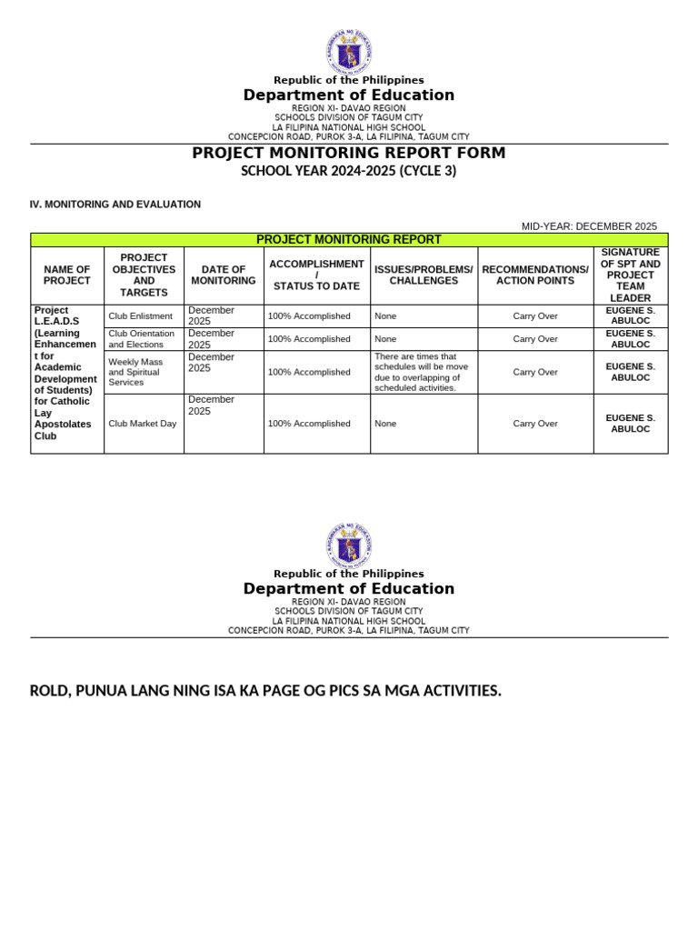 Project Leads _ Pmr 2025-Cla | PDF