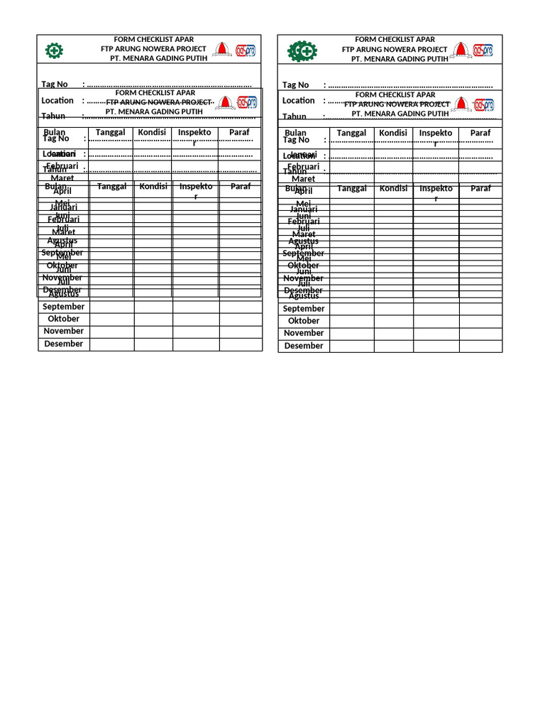 Form Checklist Apar | PDF