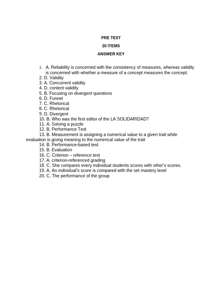 Pre Test | PDF