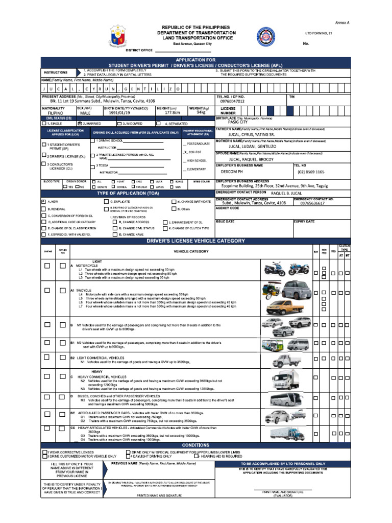DL Form Cy | PDF
