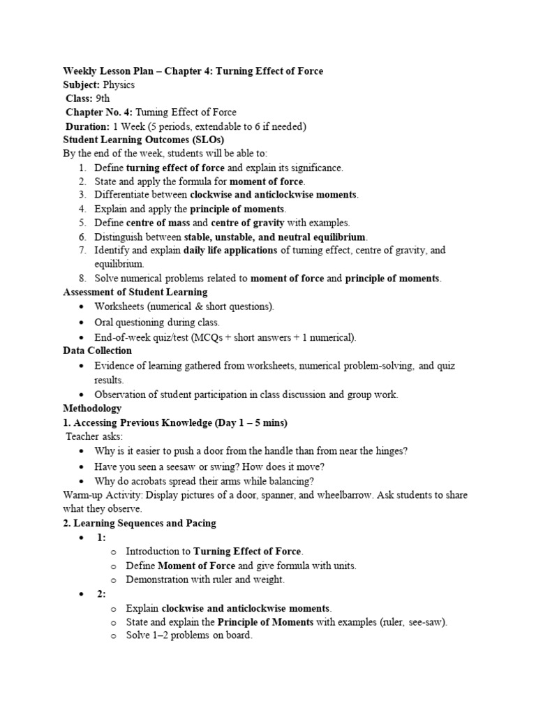 Lesson Plan | PDF | Factorization | Force