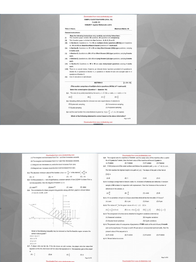 Applied Math Sample Paper 123 | PDF