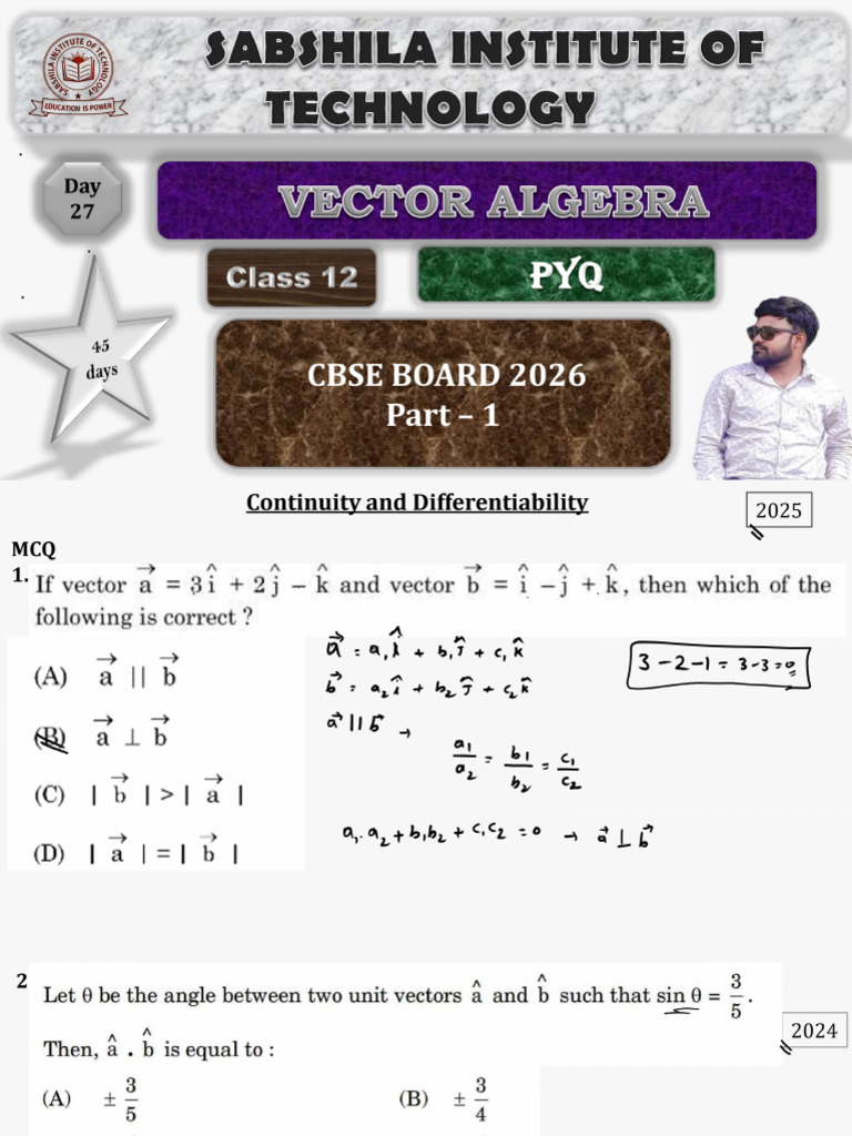 Vector Pyq Part 1 Solution 2020 To 2025 | PDF