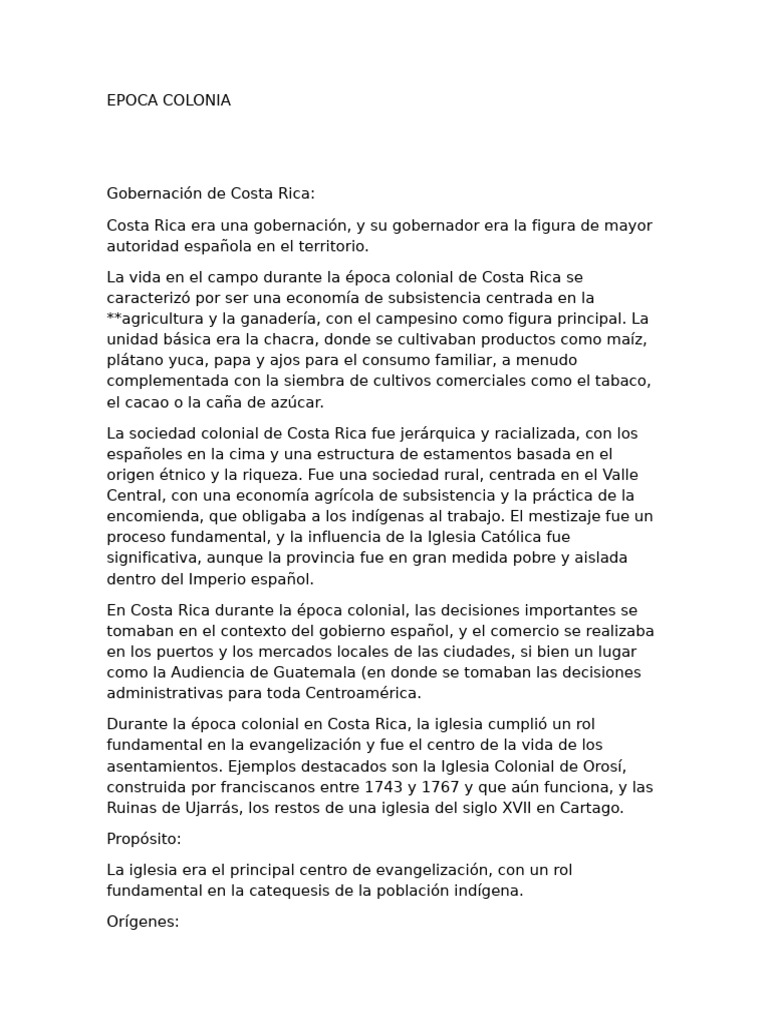 Epoca Colonial Costa Rica | PDF