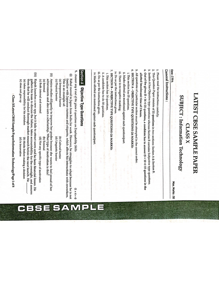 It Sample Paper | PDF