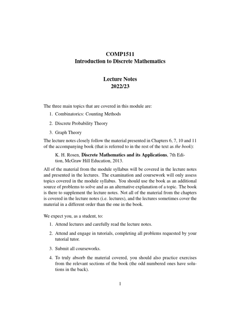 Dmnotes (1-11 Pages) | PDF | Combinatorics | Discrete Mathematics