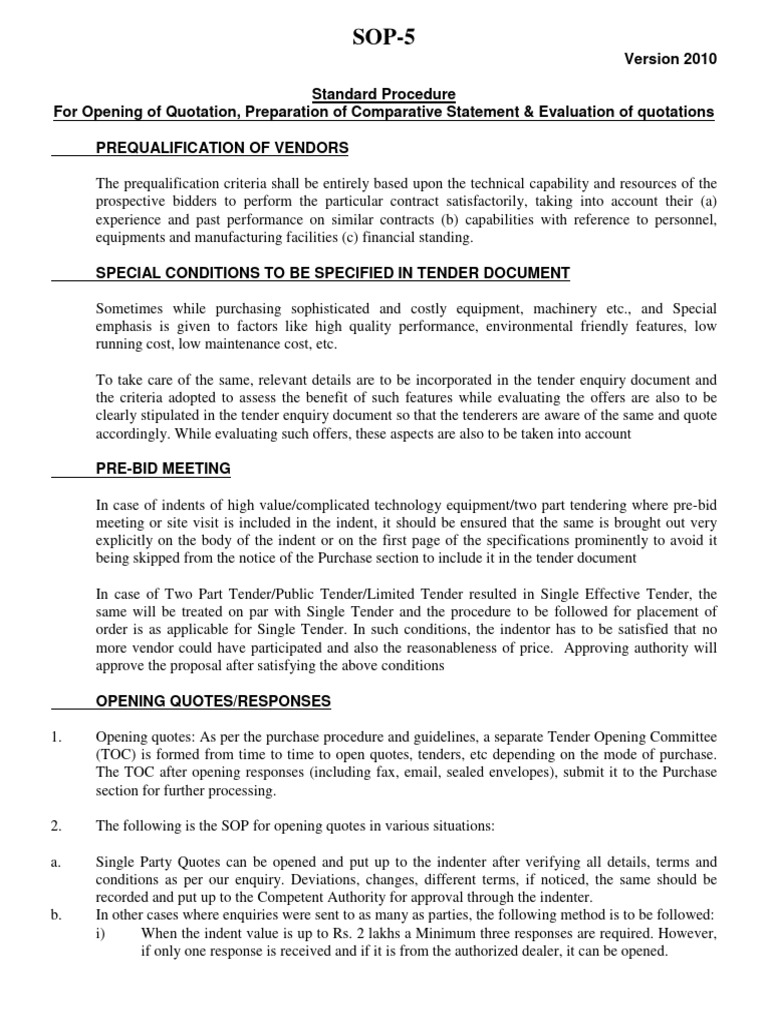 SOP5 Processing Quotations | PDF | Receipt | Procurement