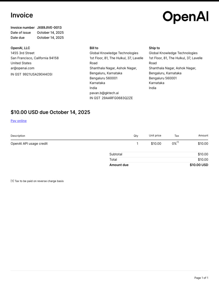 Invoice Jx89jive 0013 | PDF