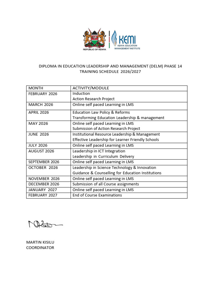 Delm 14 Training Schedule 2026-1 | PDF
