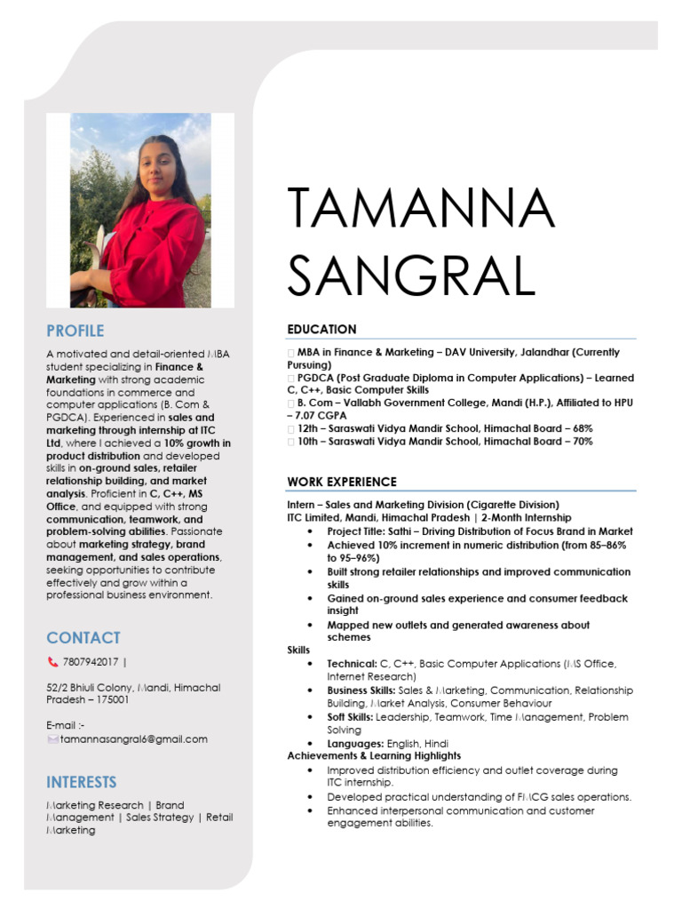 Tamanna Sangral - Tamanna Sangral | PDF | Marketing | Retail