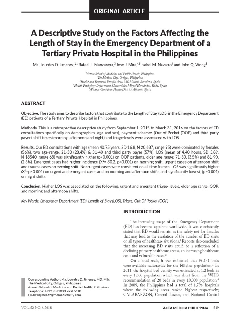 A Descriptive Study On The Factors Affecting The Length of Stay in The ...