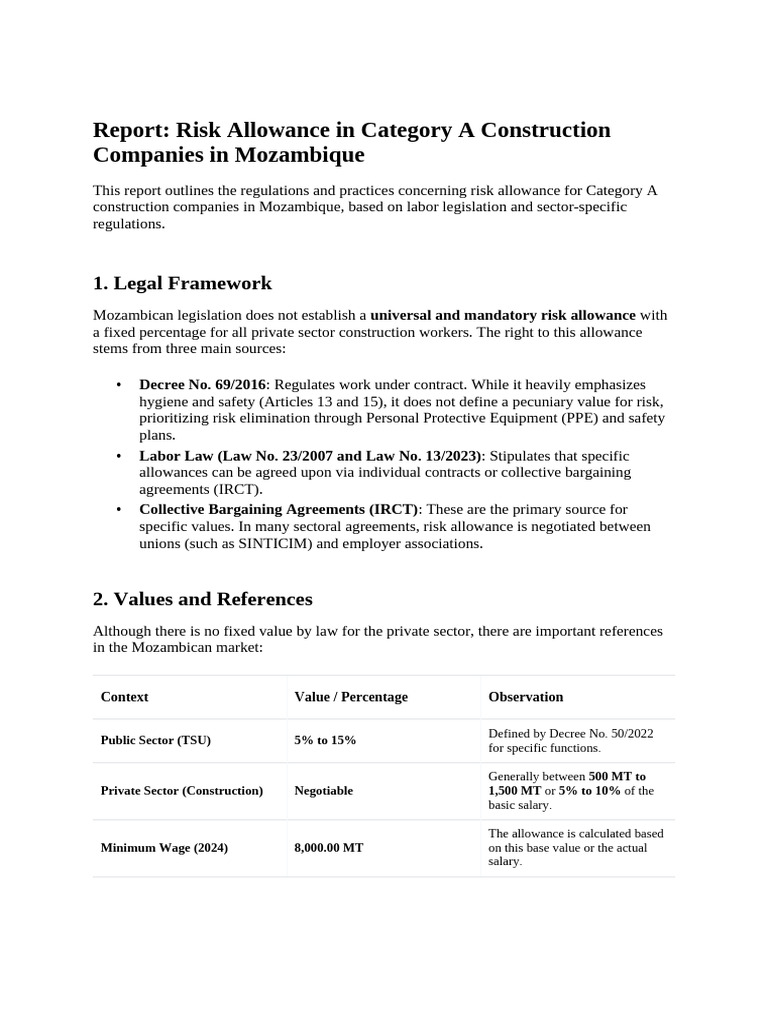 Report__Risk_Allowance_in_Category_A_Construction_ | PDF | Collective ...