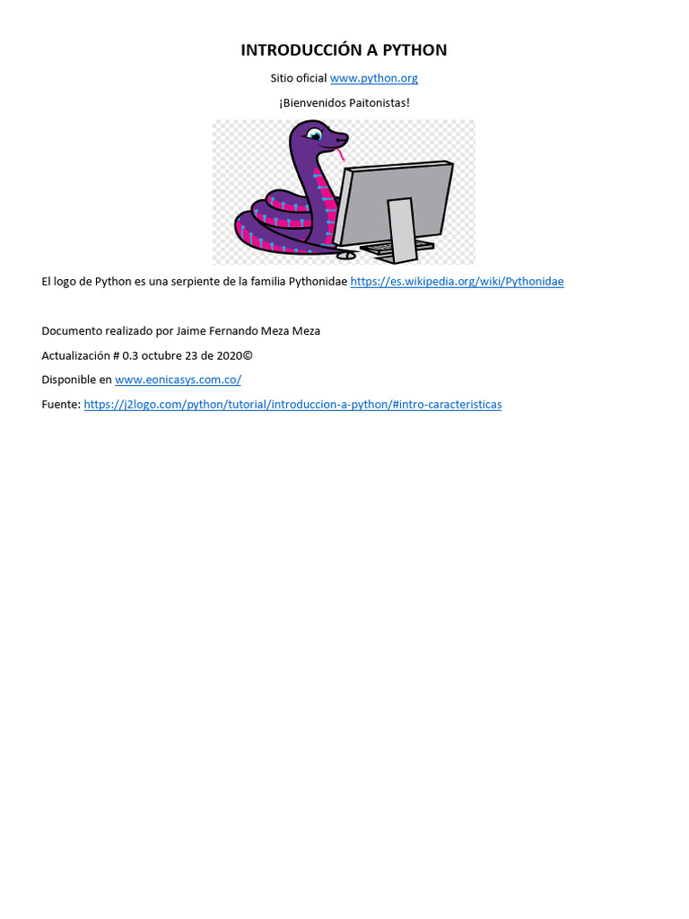 Introducción A Python 2020 | PDF | Python (lenguaje de programación) | C