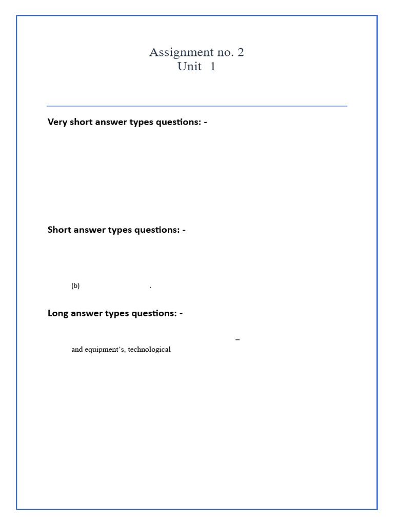 Assignmnet No. 2 - Unit - 1 | PDF
