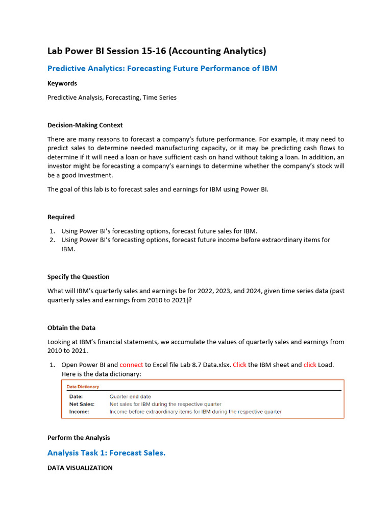 Lab Power BI Session 15-16 | PDF | Forecasting | Analytics
