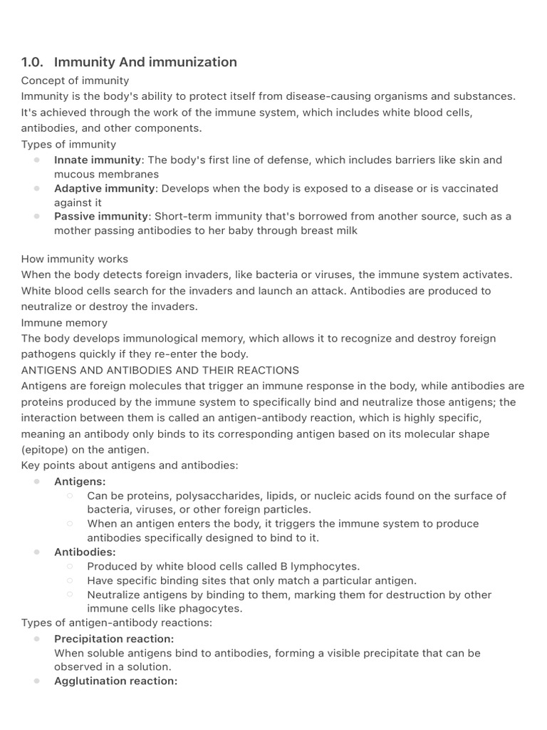 1.0. Immunity and Immunization Original | PDF | Immune System ...