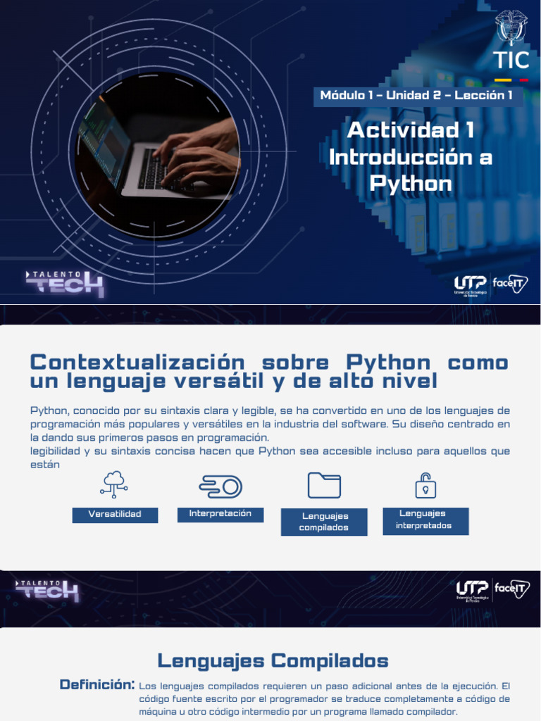 Presentación Introducción A Python (UTP) | PDF | Lenguaje de ...