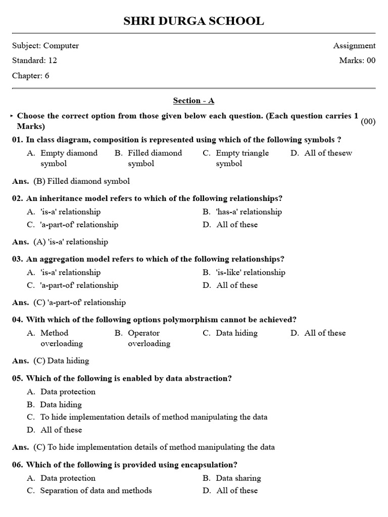 Chap 6 Assignment | PDF | Unified Modeling Language | Inheritance ...