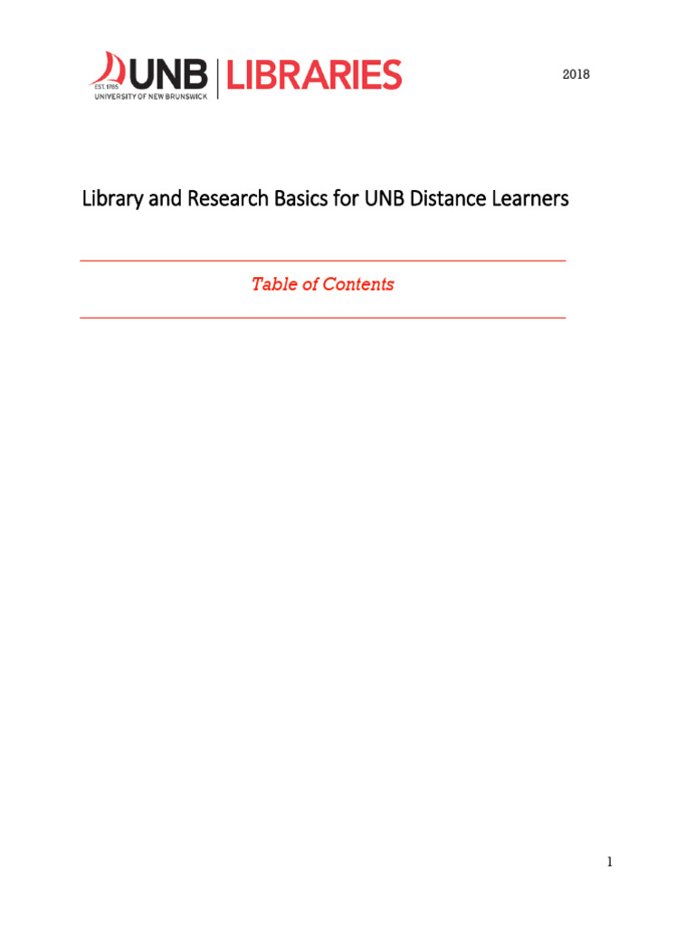 Library and Research Basics for UNB Distance Learners 2018 | PDF ...