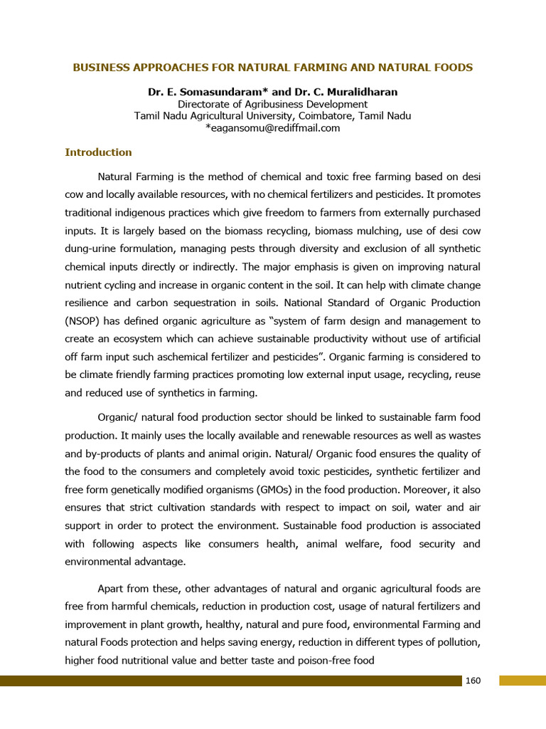 Marketing and Export Potential of Natural Farming Produce and Products ...