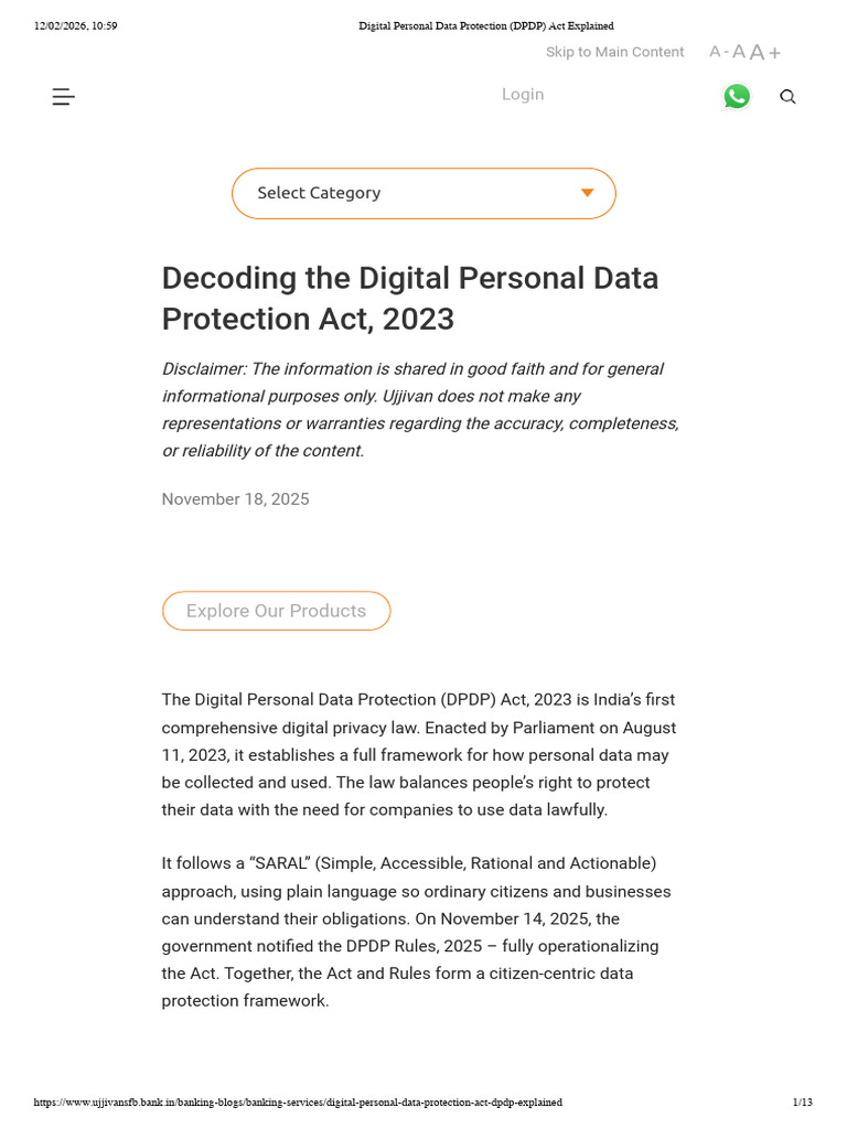 Digital Personal Data Protection (DPDP) Act Explained | PDF ...