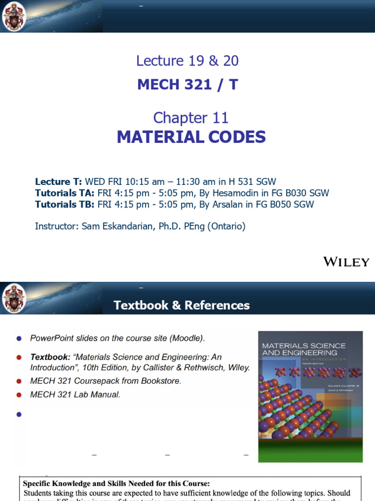 Lecture 19 20 - Chapter 11 - Material Codes | PDF | Cast Iron | Steel
