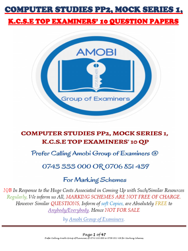 Comp Pp2 M-s1 Kcse E-P 10-Qp | PDF | Router (Computing) | Network Switch
