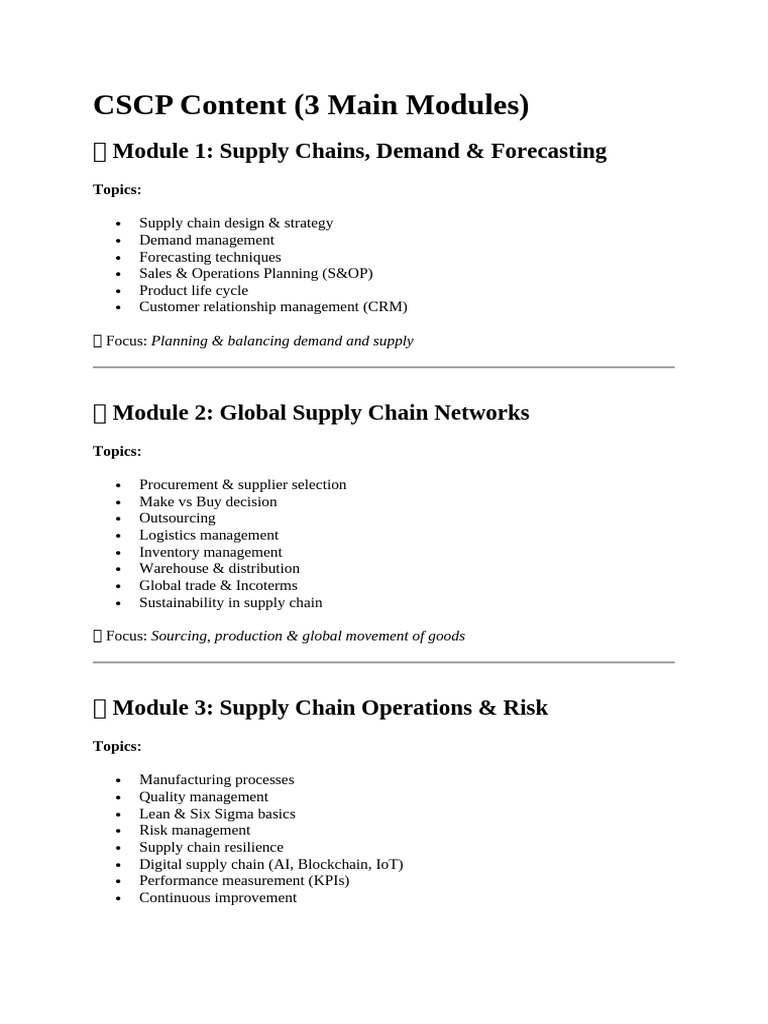 CSCP Conten | PDF