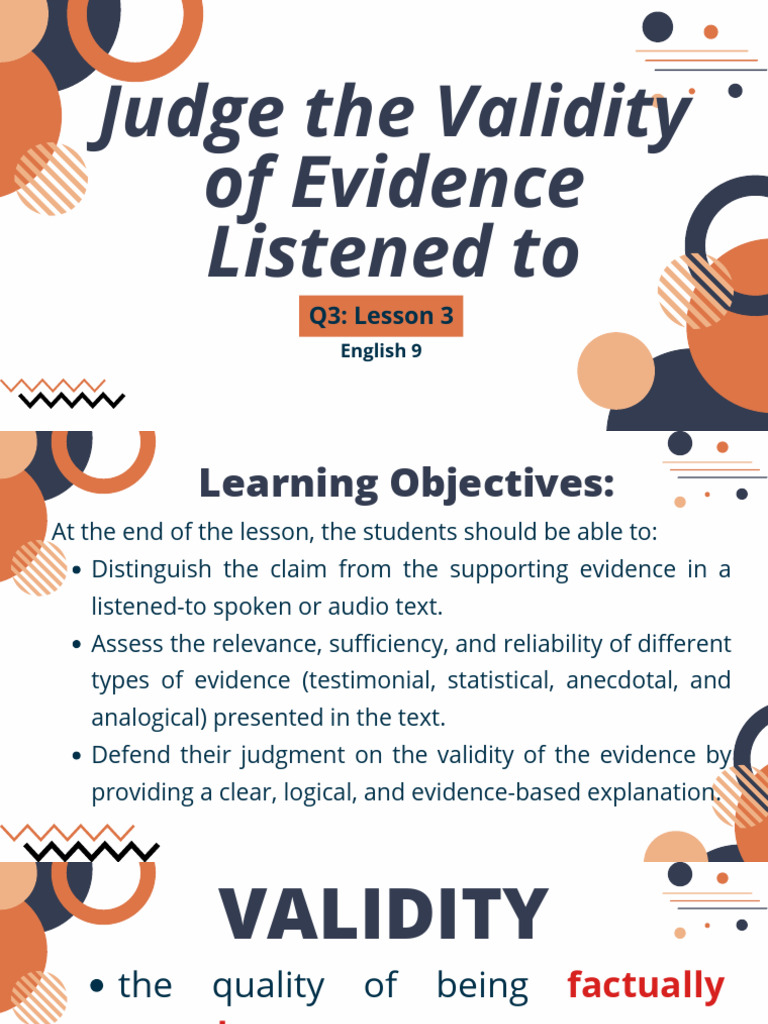 Lesson 3 Judge The Validity of Evidence Listened To | PDF