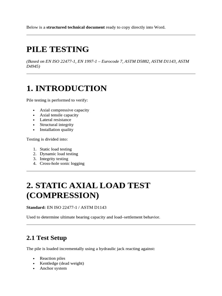 Pile Testing | PDF | Young's Modulus | Waves