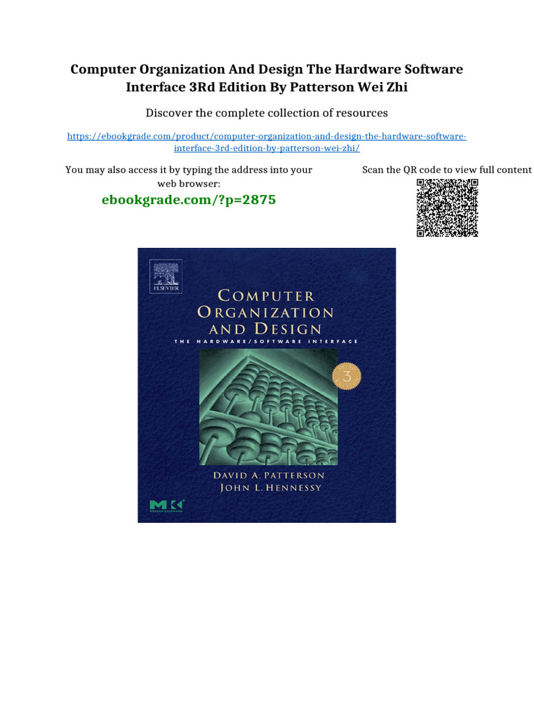 Computer Organization and Design The Hardware Software Interface 3rd ...